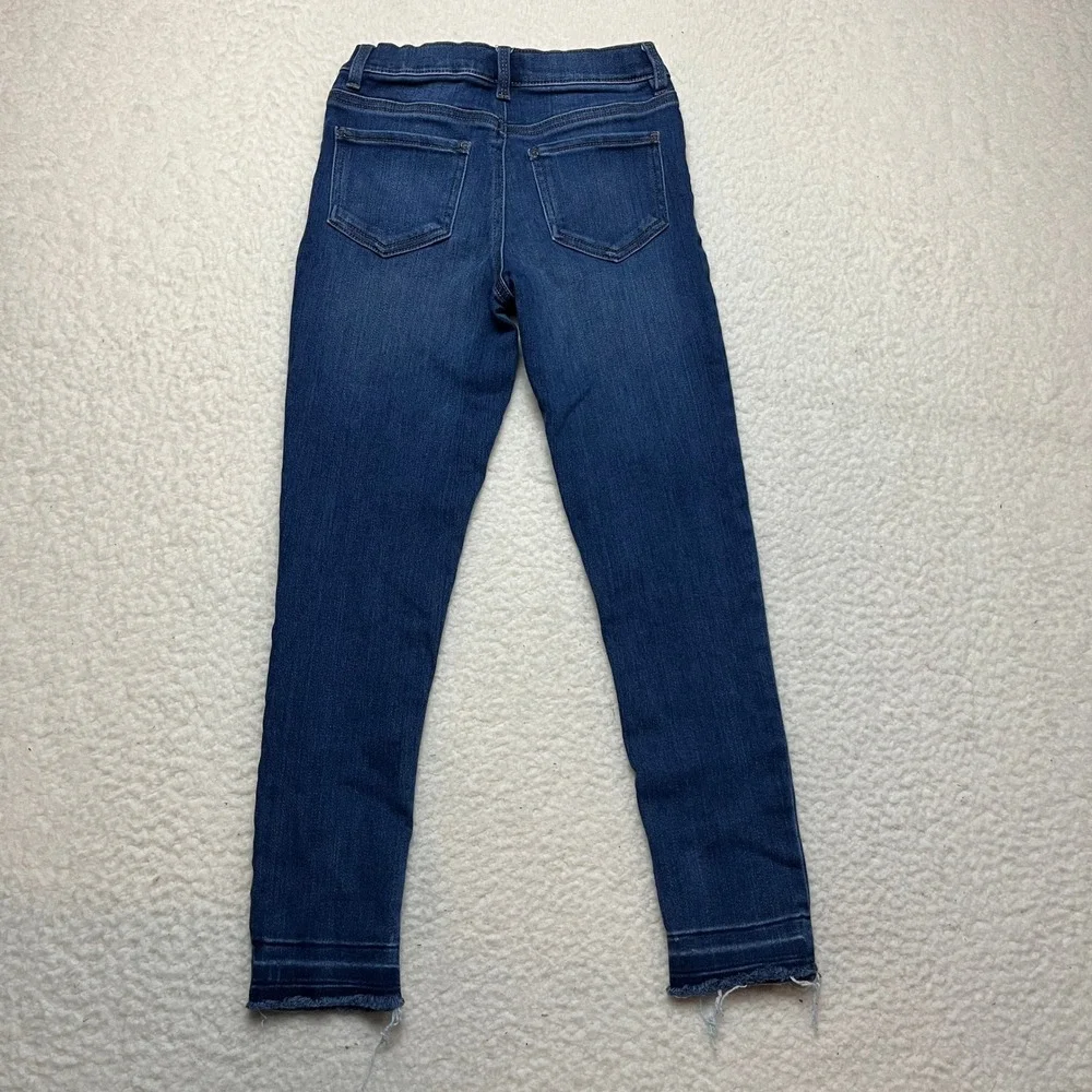 OshKosh B'gosh Jeans Girls 10‎ Blue Skinny High Rise Button Fly Raw Hem Stretch